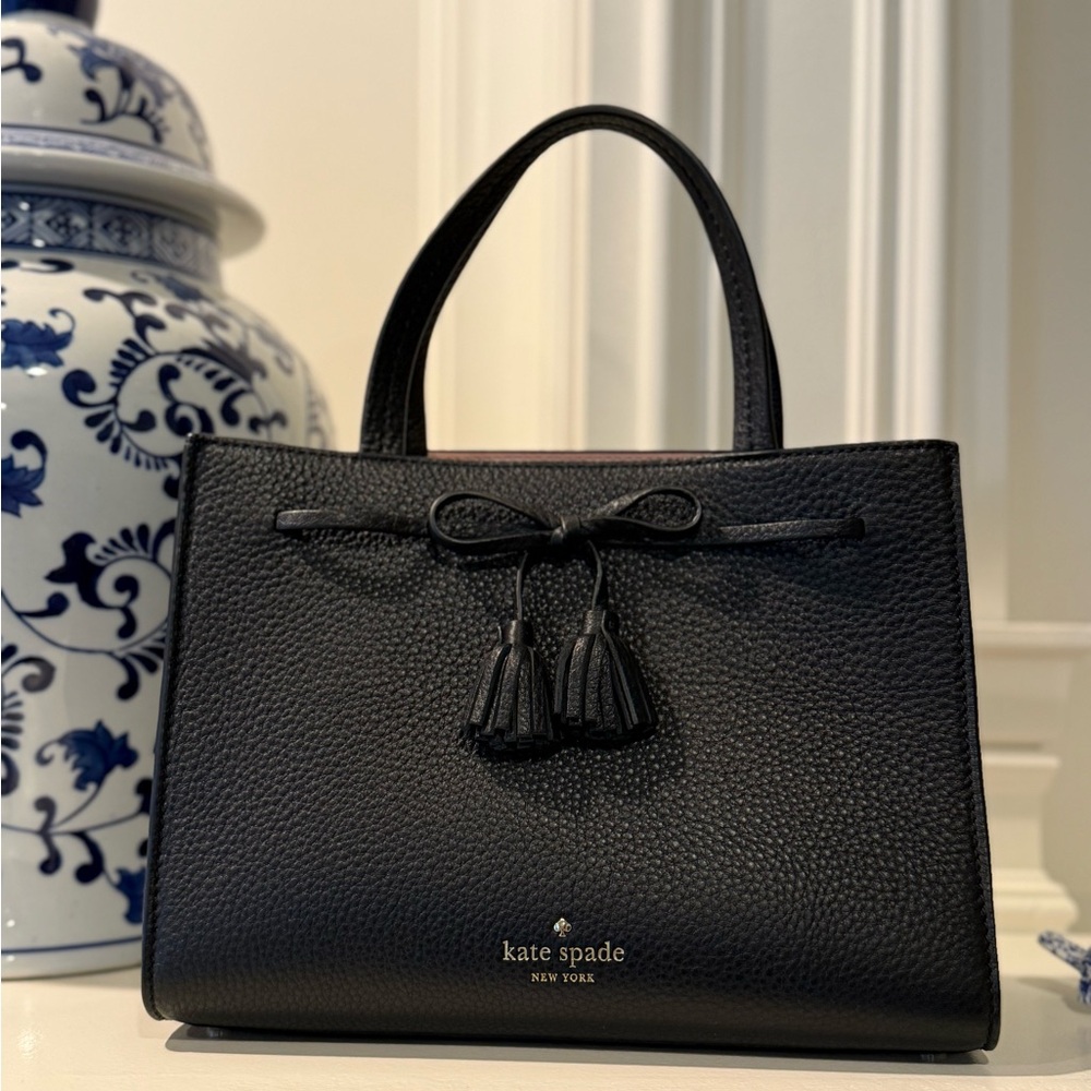 Hayes Street Sam Satchel Bag | Small Black Pebbled Leather Bag